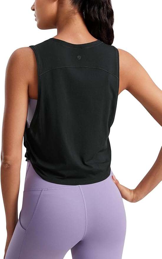 CRZ YOGA Pima Cotton Large Armhole Tank Tops for Women - Workout Sport Athletic Yoga Running Gym Loose Crop Sleeveless Shirts