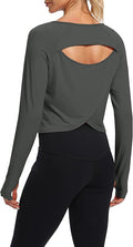 Bestisun Long Sleeve Workout Running Shirts Athletic Yoga Gym Crop Tops for Women