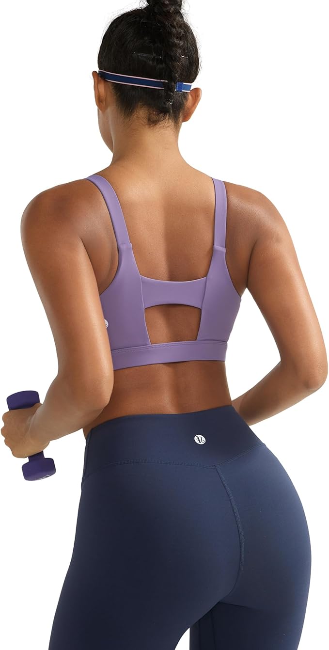 RUNNING GIRL Sports Bra for Women High Support, Molded Cup High Impact Sports Bras with Sewn in Pads