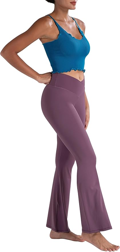 Sunzel Flare Leggings, Crossover Yoga Pants with Tummy Control, High-Waisted and Wide Leg
