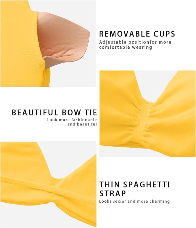 Comper Women's Sports Bra with Thin Straps Stretchy Wirefree Workout Bras Lightweight Workouts Bralette with Removable Pads