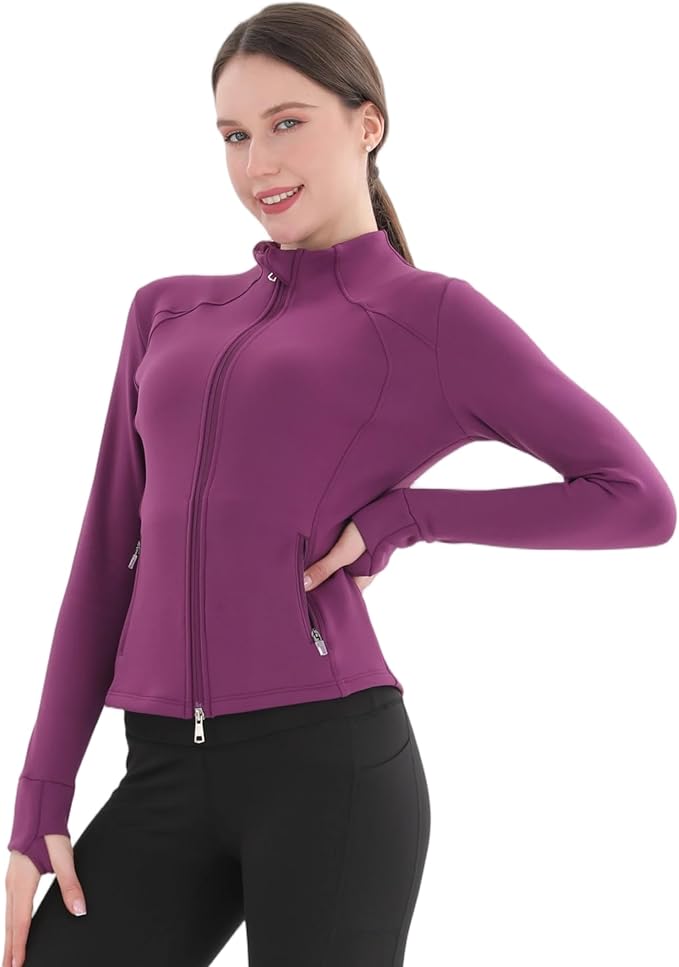 Women's Thermal Yoga Jacket - Thick Warm Full Zip Long Sleeve for Running Gym, Fleece Lined for Cold Weather Winter