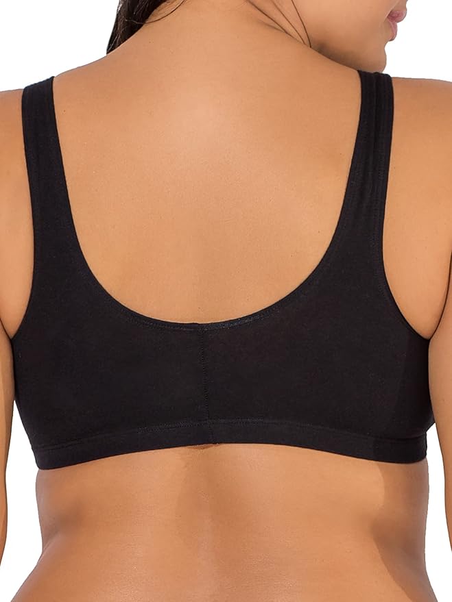 Fruit of the Loom Women's 96014PK Comfort Cotton Blend Front Close Sports Bra 2 Pack