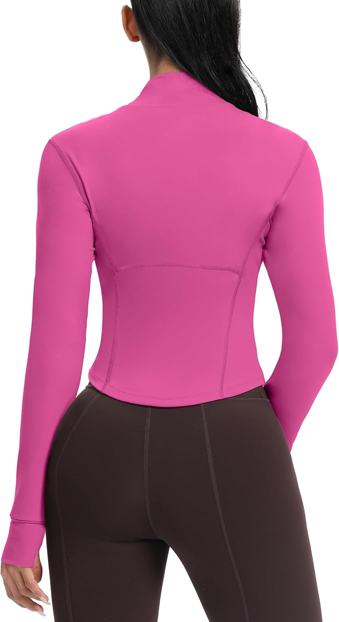 GYM RAINBOW Womens Zip Up Workout Jakcets Lightweight Slim Fit Running Athletic Jackets with Thumb Holes