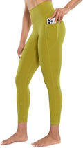 ENERBLOOM Workout Leggings with Pockets for Women High Waist Yoga Pants 25"/28" Cream Soft Lightweight Athletic Gym Tights