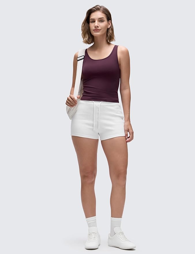 CRZ YOGA Butterluxe Double Lined Tank Tops for Women - Workout Casual Scoop Neck Racerback Crop Sleeveless Shirt