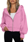 Trendy Queen Hoodies for Women Full Zip Up Cropped Sweatshirts Jackets Casual Comfy Gym Tops Fall Outfits Winter Clothes 2026
