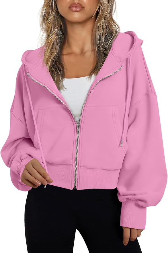 Trendy Queen Hoodies for Women Full Zip Up Cropped Sweatshirts Jackets Casual Comfy Gym Tops Fall Outfits Winter Clothes 2026