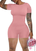 chicyes Lounge 2 Piece Sets For Women Summer Gym Two Piece Outfits Workout Plus Size Set Matching Shorts Clothes