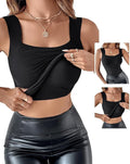 CHICME Womens U Neck Shapewear Built-in Bra Tank High Strechy Sleeveless Slim Fit Tops Camisole Workout Tops
