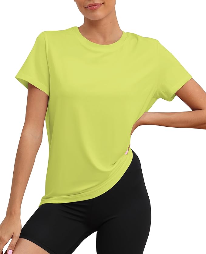 KevaMolly Workout Tops for Women UPF50+ Breathable Loose Fit Yoga T Shirts Short Sleeve Running Gym Athletic Tee Top