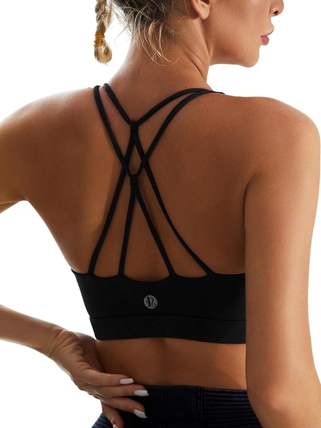 RUNNING GIRL Sports Bras for Women,Padded Sports Bra Tank Top Sexy Crisscross Back High Impact Longline Workout Yoga Bra