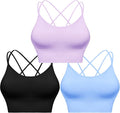 Sykooria 3 Pack Strappy Sports Bra for Women Sexy Crisscross for Yoga Running Athletic Gym Workout Fitness Tank Tops