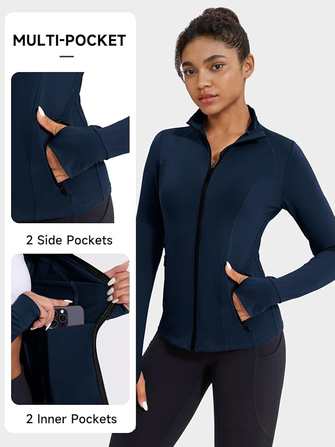 VUTRU Women's Workout Jacket Zip Up Athletic Lightweight Running Yoga Jacket with Pockets
