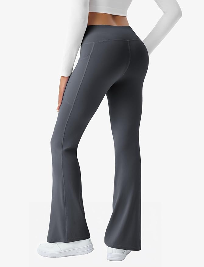 COPYLEAF Women's Flare Yoga Pants with Pockets V Crossover High Waisted Bootcut Yoga Leggings-Flare Workout Gym Leggings