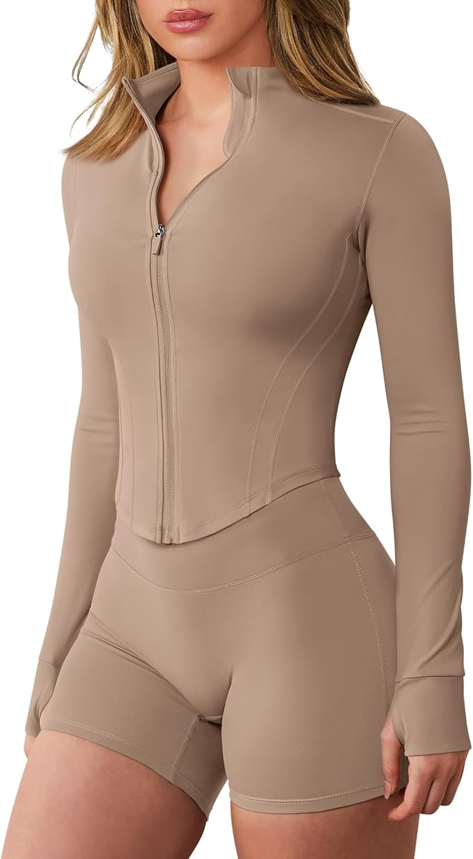 GYM RAINBOW Workout Jackets for Woman Lightweight Athletic Full Zip Running Jacket BBL Cropped Jackets Slim With Thumb Holes