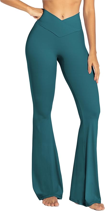 Sunzel Flare Leggings, Crossover Yoga Pants with Tummy Control, High-Waisted and Wide Leg