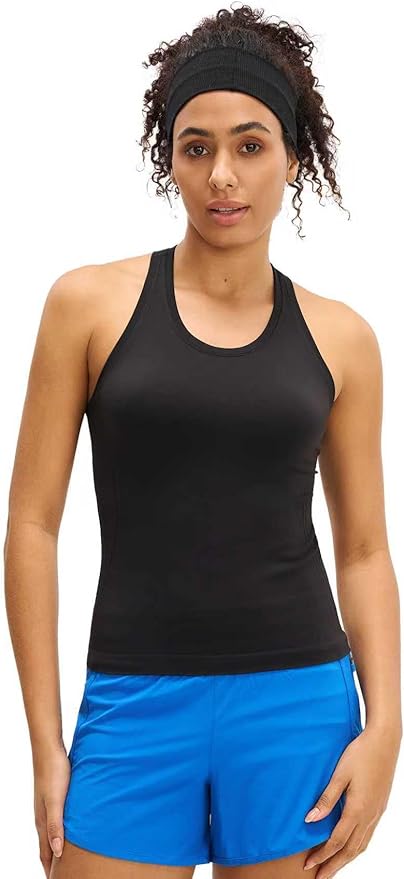 MCEDAR Women Seamless High Neck Workout Tank Tops Racerback Breathable Athletic Tops Slim Fit Running Tops
