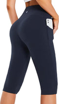 baleaf Women's Capri Leggings with Pockets High Waisted Knee Length Capris Stretch for Casual Yoga Pants Workout Exercise
