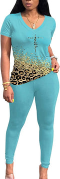 Lounge Sets for Women 2 Piece Summer Casual Jogger Workout Outfits Short Tops Long Pant Sweat suit leggings set