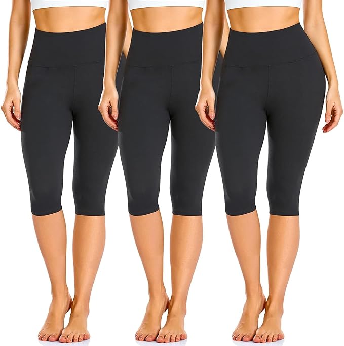 FULLSOFT 3 Pack Leggings for Women High Waisted Soft Black Yoga Pants for Workout Athletic Running Reg & Plus Size