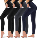 CAMPSNAIL 4 Pack Leggings for Women - High Waisted Tummy Control Yoga Pants for Workout Gym Black Leggings Plus Size Dance