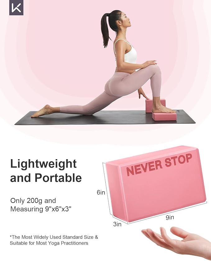KEEP Yoga Block, High-Density EVA Foam 2 Pack Yoga Block with Non-Slip Textured Surface, Supportive, Lightweight - Ideal for Yoga
