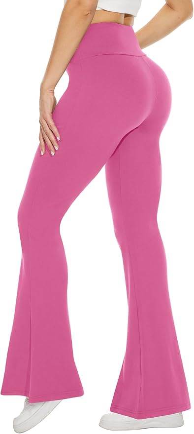 TNNZEET Black Flare Leggings for Women, Crossover Yoga Pants with Pockets Bootcut Flared Leggings