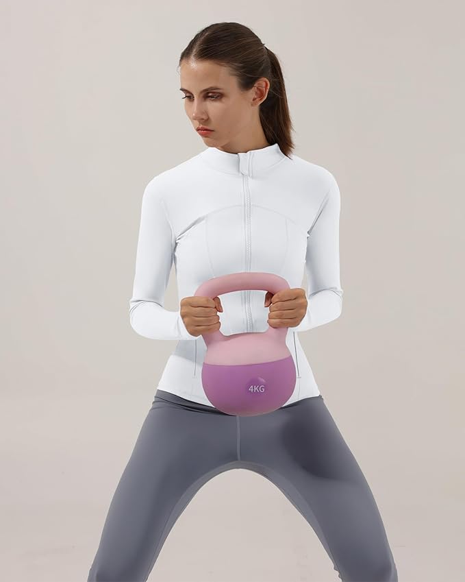 Locachy Women's Slim Fit Full Zip Athletic Running Sports Workout Jacket with Thumb Holes