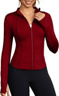 Bosmeer Workout Jackets for Women Lightweight Zip Up Slim Fit Yoga Sportwear Stretchy Crooped Running Jacket with Thumb Holes