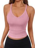 Trendy Queen Womens Racerback Ribbed Tank Tops Soft Stretch V Neck Workout Casual Tops Summer Sleeveless Crop Camisole