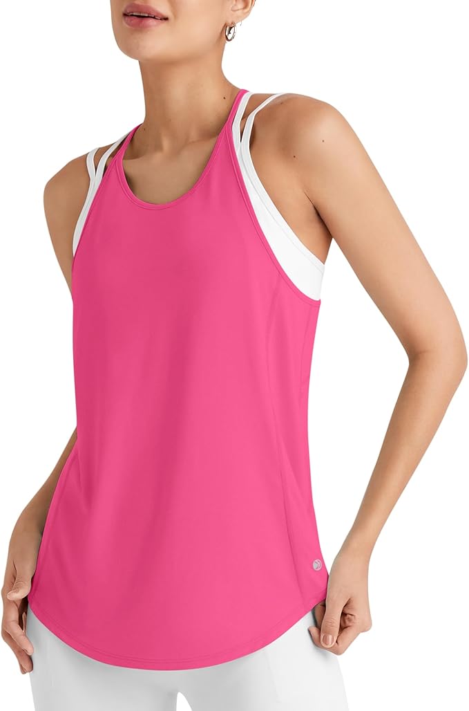 G4Free Workout Athletic Tank Tops for Women Racerback Lightweight Gym Pilates Y-Back Loose Fit Running Tanks Top