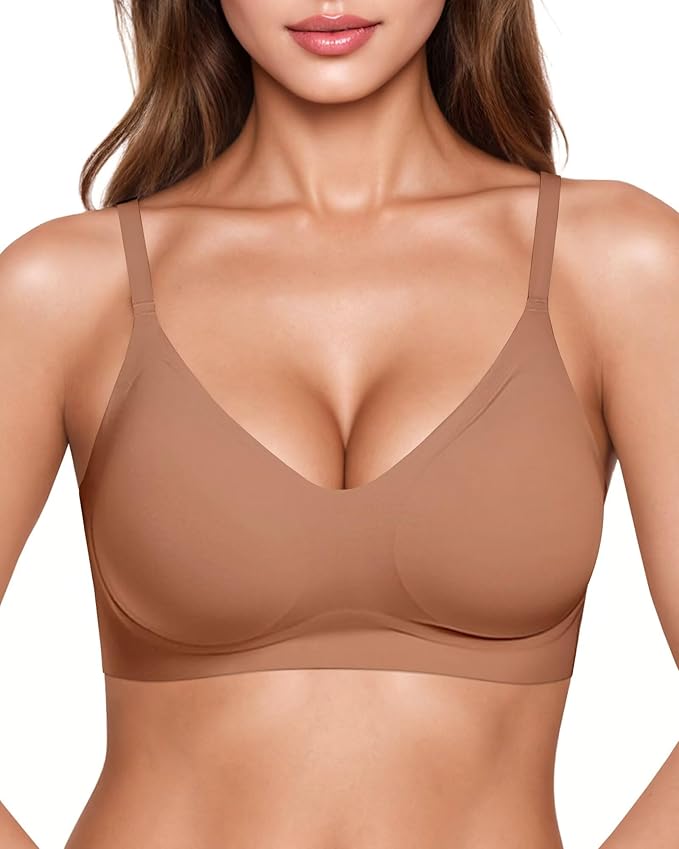 Vertvie Womens Seamless Jelly Bras No Underwire Comfort Push Up Bras Buttery Soft Wireless Bralette Full Coverage Sports Bra