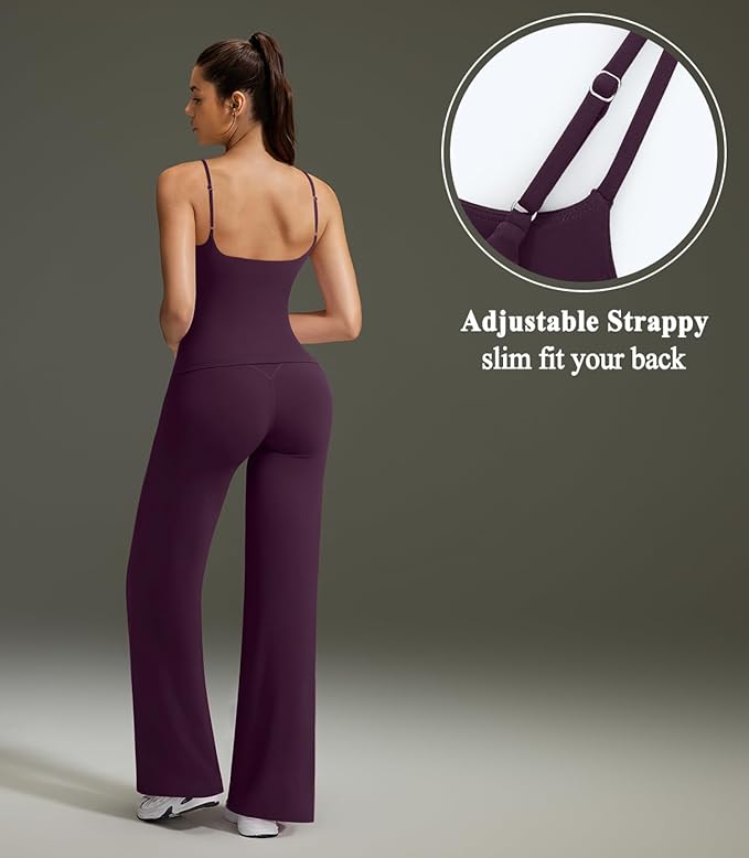 OMKAGI Workout Sets for Women Padded Tank Tops Matching Straight Leg Yoga Outfits