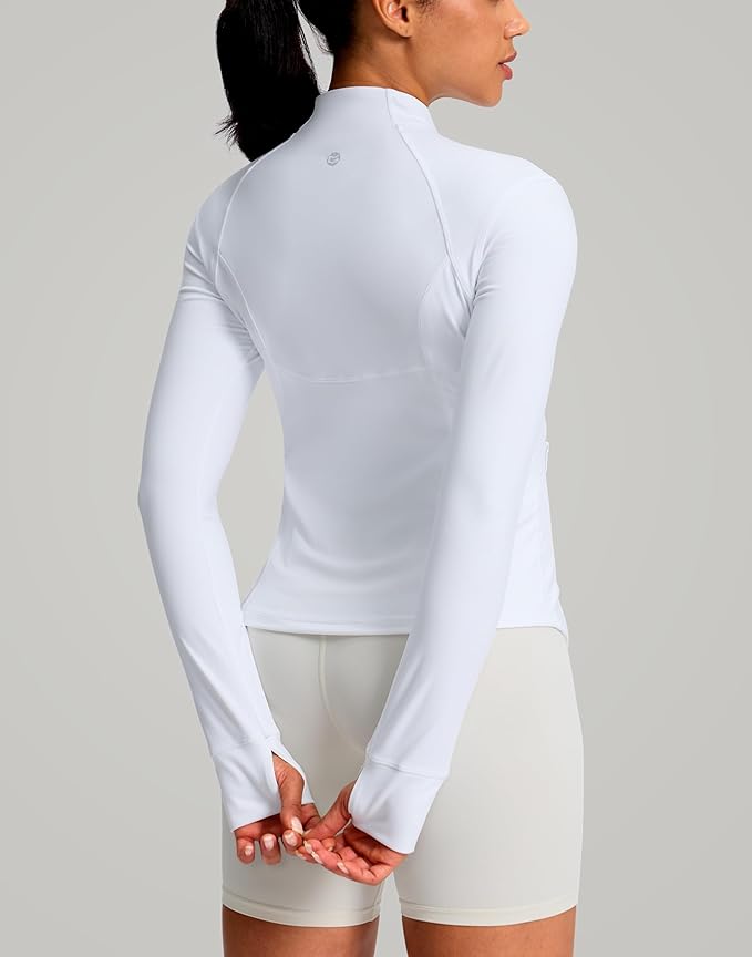 G Gradual Women's Workout Jackets Extended Waist Length Slim Full Zip 4 Pockets Athletic Jacket Spring Running Yoga Clothes