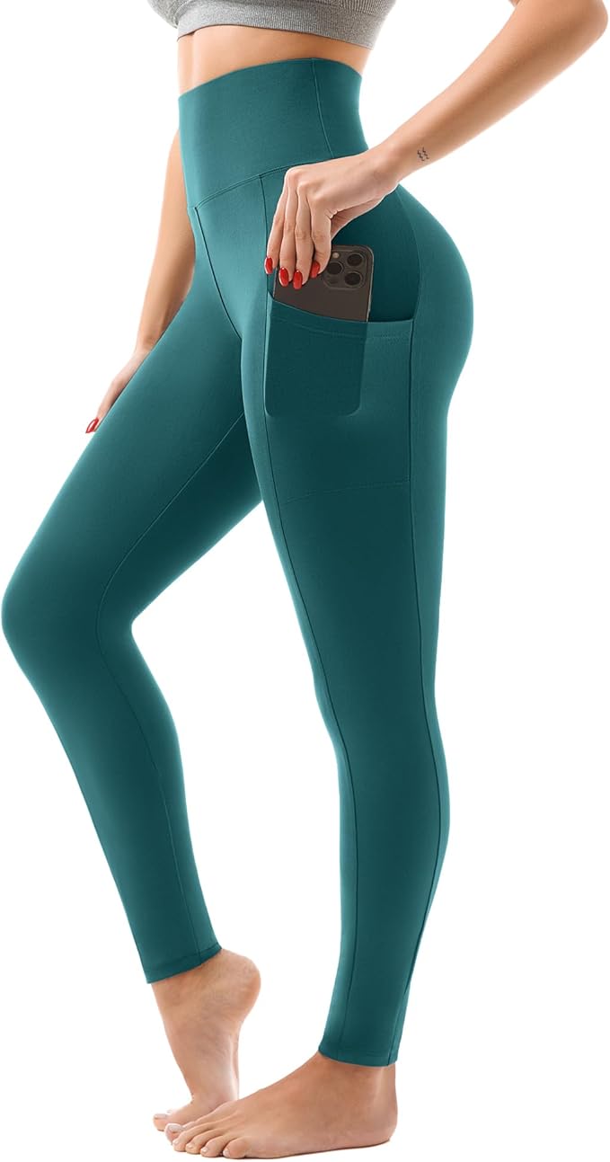 SINOPHANT High Waisted Leggings with Pockets Women, Full Length Capri Buttery Soft Stretchy Yoga Pants