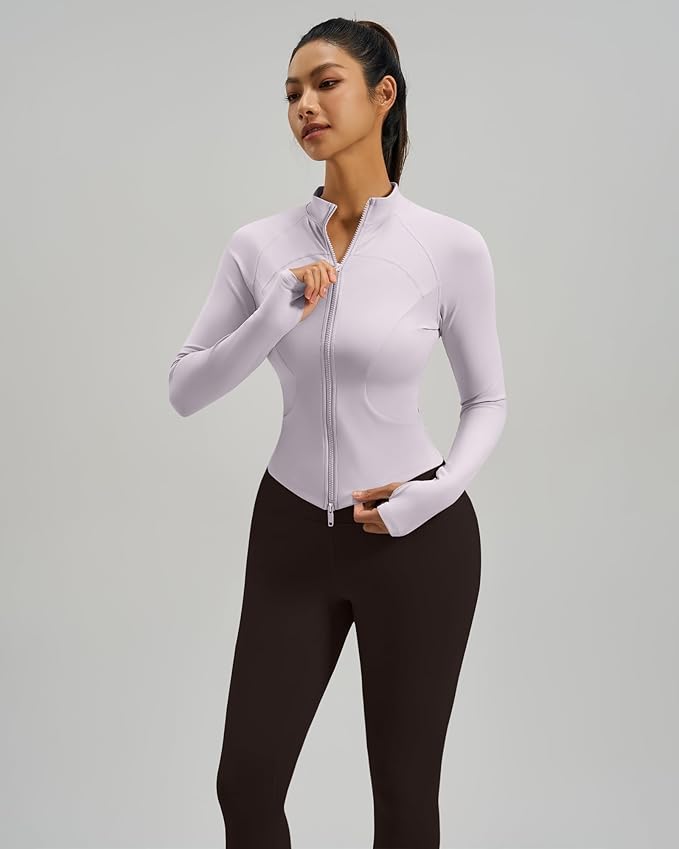 Gacaky Womens Cropped Workout Running Jackets Lightweight Slim Fit Athletic Yoga Jacket Full Zip Tops with Pocket