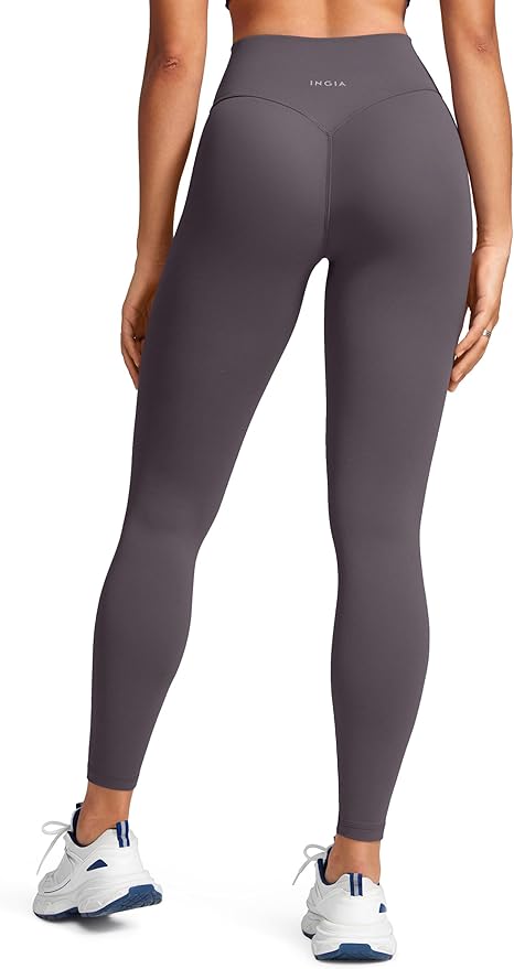 INGIA Womens High Waist No Front Seam Scrunch Butt Leggings Workouts 25 Inches V-Back Scrunch Booty Gym Yoga Pants
