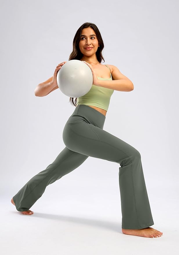 28"/30"/32"/34" Inseam Women's Bootcut Yoga Pants Long Bootleg High-Waisted Flare Pants with Pockets