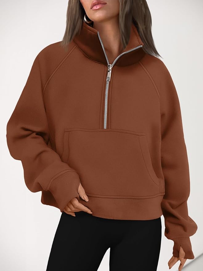 AUTOMET Womens Sweatshirts Half Zip Cropped Pullover Fleece Quarter Zipper Hoodies 2026 Fall Fashion Outfits Clothes