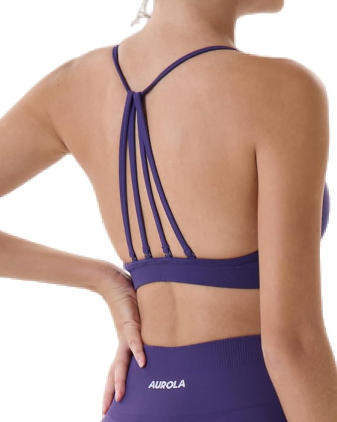 AUROLA Mercury Workout Sports Bras Women Athletic Removable Padded Backless Strapy Minimal Crop Top