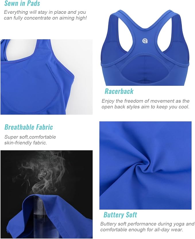 RUNNING GIRL Workout Tank Tops with Built in Bras for Women,Compression Shirt Strappy Back Athletic Yoga Tops