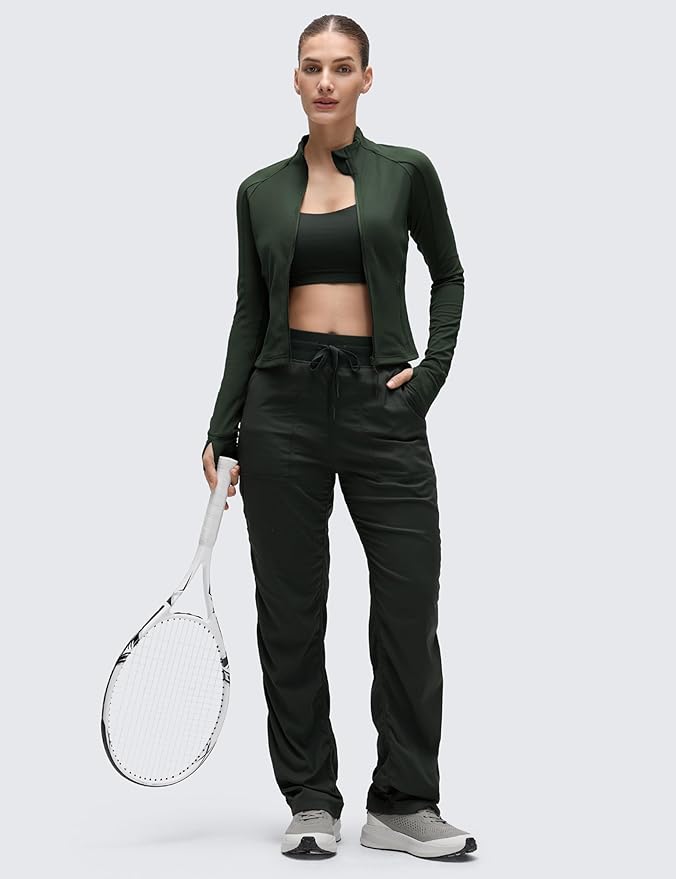 CRZ YOGA Butterluxe Waist Length Jackets for Women - Full Zip Athletic Track Tops with Thumb Holes Pockets