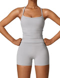 QBGJTD Two Piece Workout Sets For Women Tank Top Matching High Waist Booty Lifting Shorts Gym Yoga Active Wear Outfits