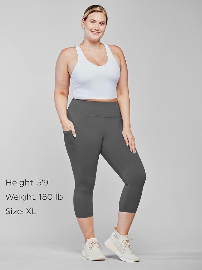 Stelle Women's Capri Yoga Pants with Pockets Essential High Waisted Leggings for Workout
