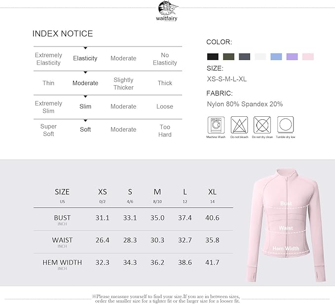 Waitfairy Zip Up Jackets for Women Yoga Gym Top Running Workout Jackets for Woman Track Jacket Women with Thumb Holes