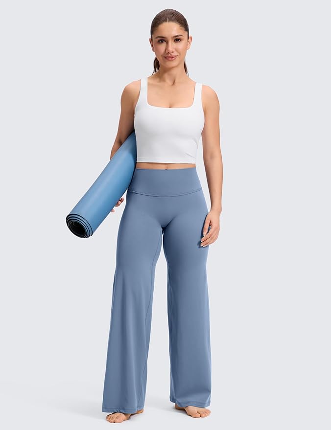 CRZ YOGA Softretch No Front Seam Wide Leg Pants 28''/ 30''/ 32" for Women - High Waist Yoga Lounge Buttery Soft Comfy Casual