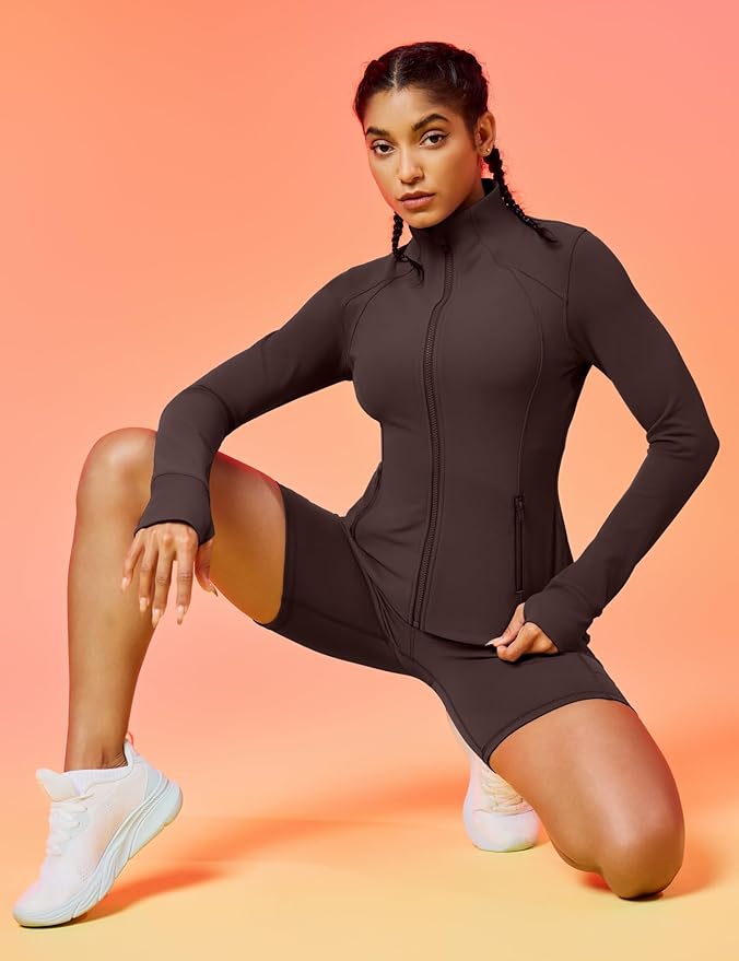 IUGA Women's Workout Jackets BBL Running Athletic Jackets Lightweight Full Zip Up Slim Fit for Women with Thumb Holes