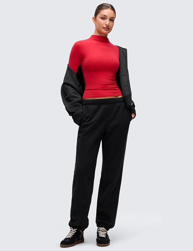 CRZ YOGA Softembrace Mock Neck Long Sleeve Shirts for Women - Casual Going Out Comfort Tops Soft Fitted Layer Underwear Tees