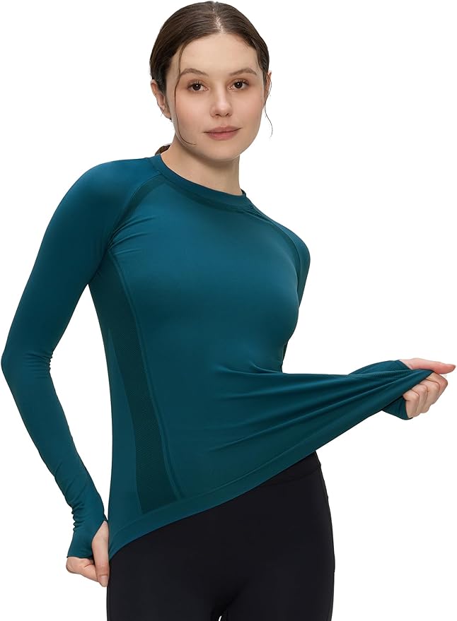 Long Sleeve Workout Tops for Women, Compression Shirt, Sports Running Shirt Breathable Athletic Top Slim Fit